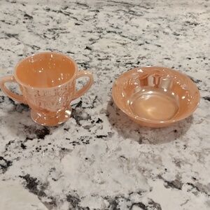 Vintage Fire King sugar bowl and bowl by Anchor Hocking